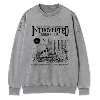 Pagewings Introverted Book Club Washed Sweatshirt