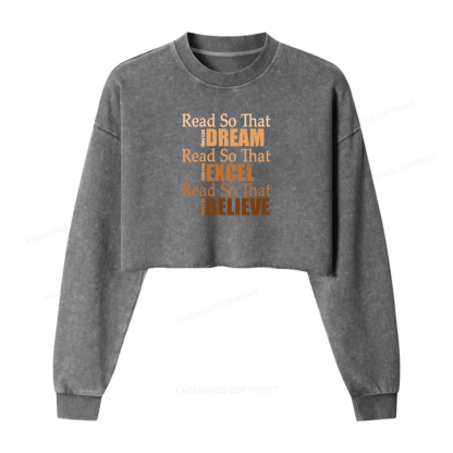 Pagewings Teacher Black History Month Washed Crop Sweatshirt