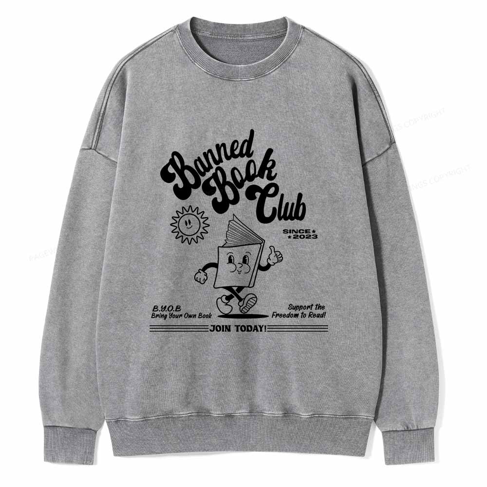 Pagewings Read Banned Books Unisex Washed Sweatshirt