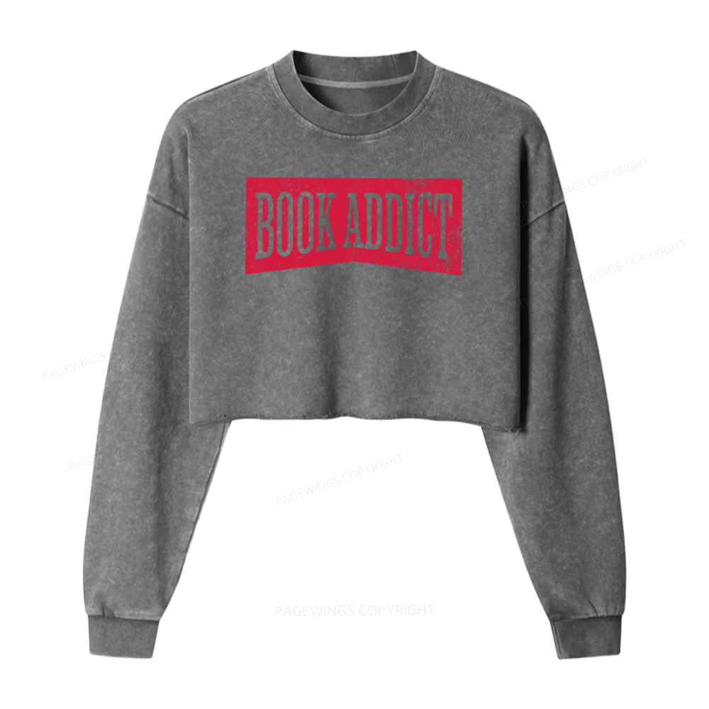 Pagewings Book Addict Washed Crop Sweatshirt