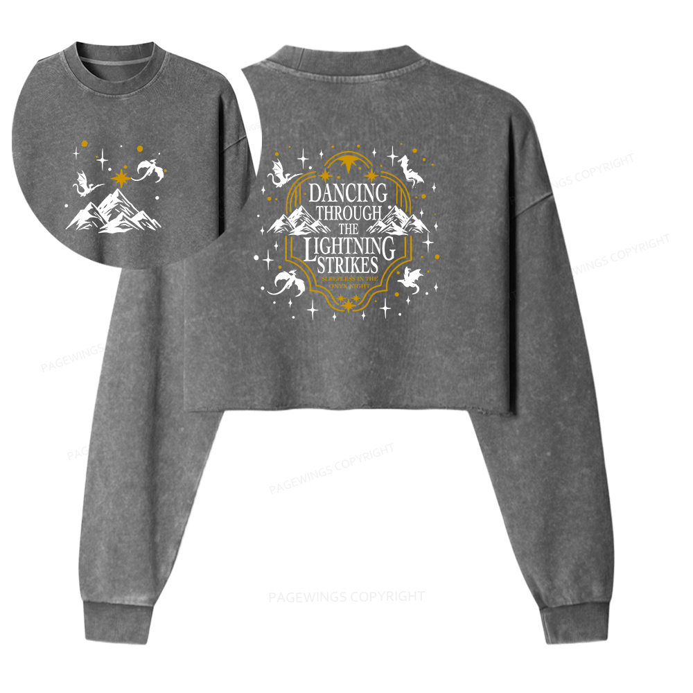 Pagewings Dragon Lover Washed Crop Sweatshirt