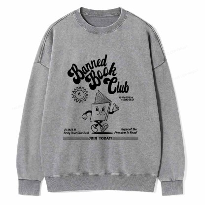 Pagewings Read Banned Books Unisex Washed Sweatshirt