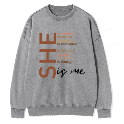 Pagewings Black Women She Is Me Washed Sweatshirt