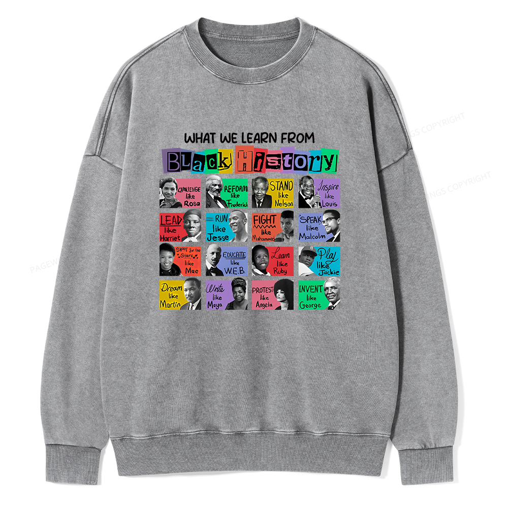 Pagewings What We Learn From Black History Washed Sweatshirt