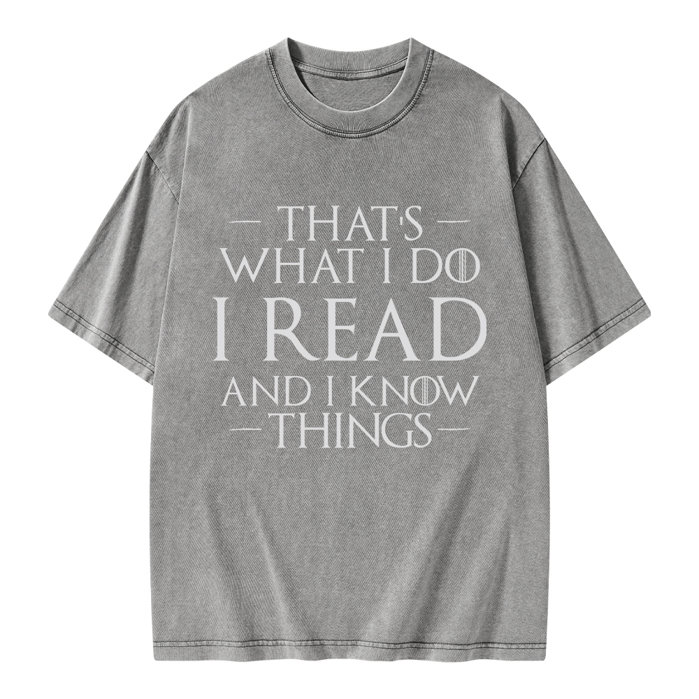 Pagewings I Read And I Know Things Unisex Washed T-shirt