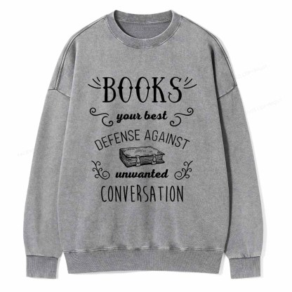 Pagewings Books your best defense Book Reading Unisex Washed Sweatshirt