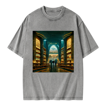 Pagewings Library Of Alexandria Unisex Washed T-shirt