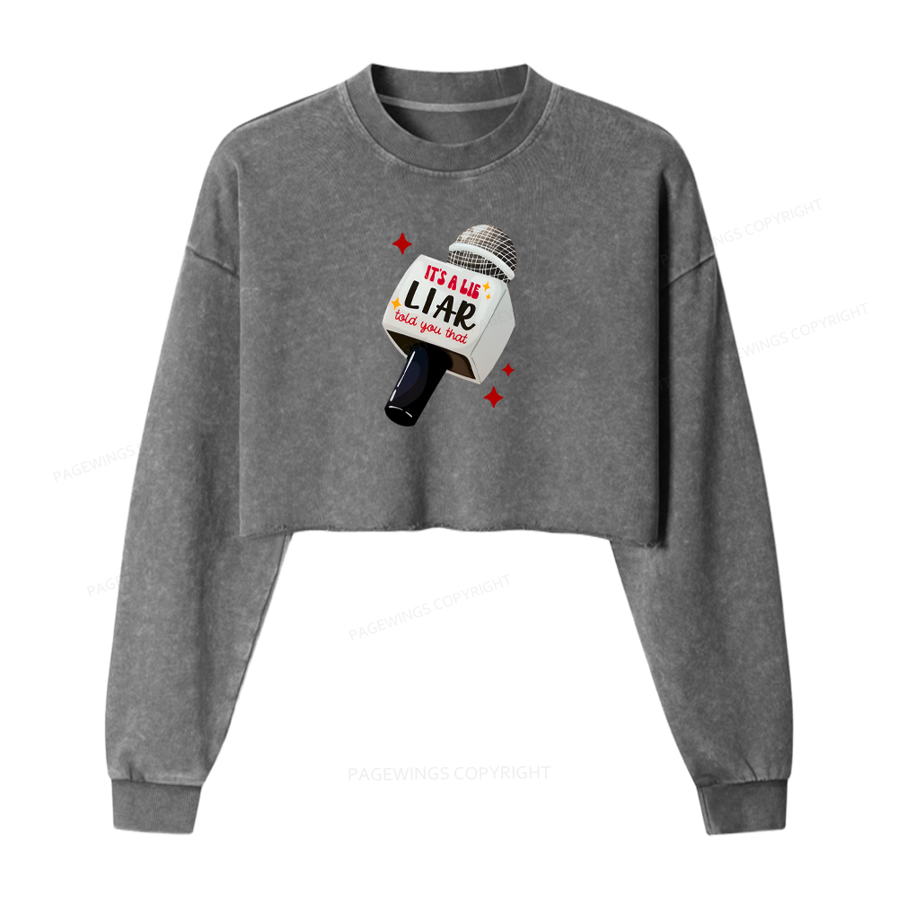 Pagewings It's A Lie Liar Told You That Washed Crop Sweatshirt