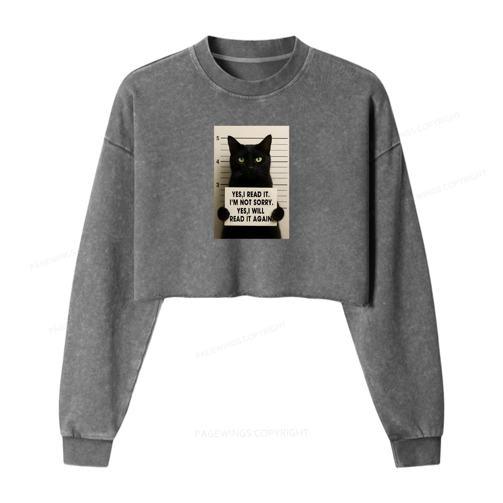 Pagewings Yes I Read It Washed Crop Sweatshirt