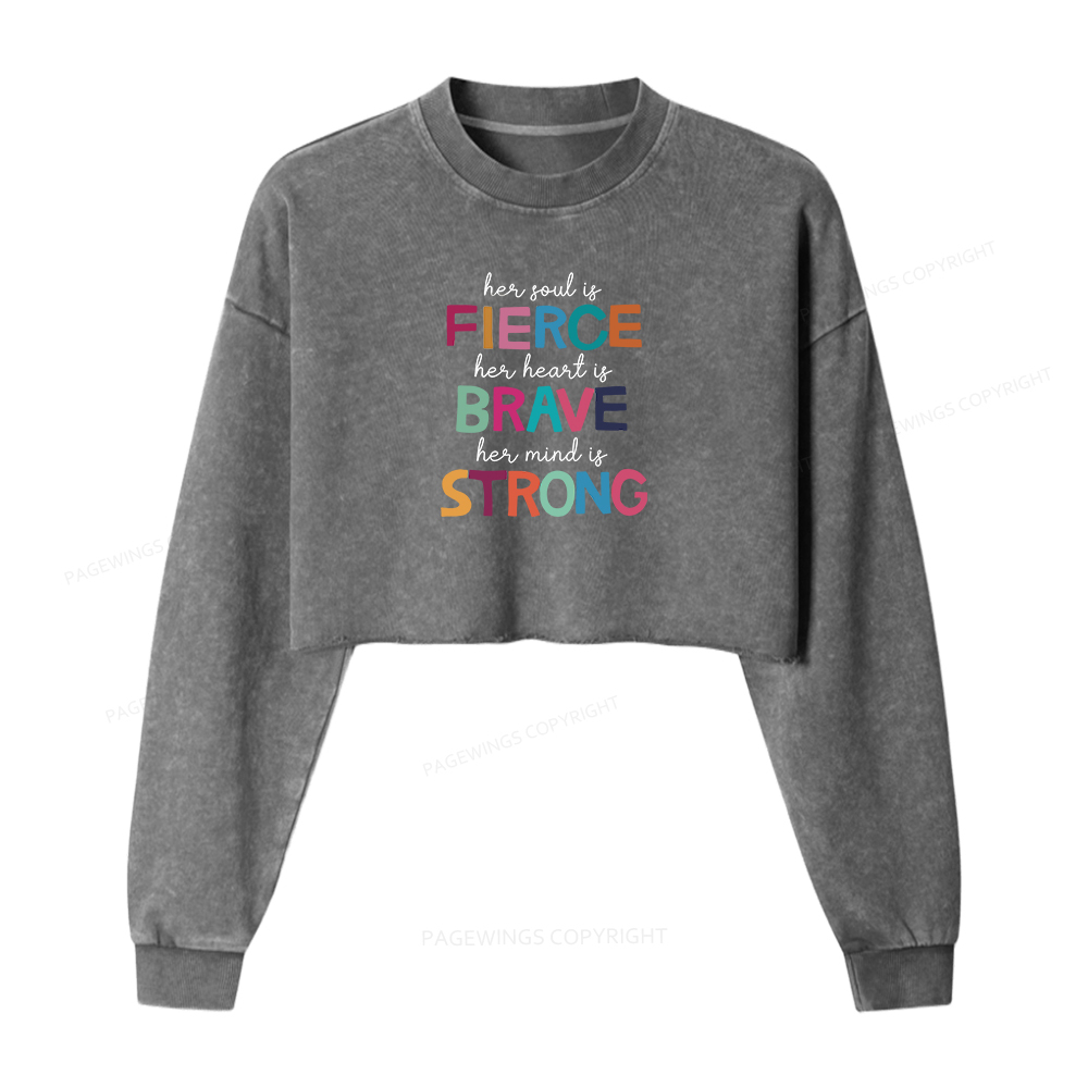 Pagewings Her Soul Is Fierce Washed Crop Sweatshirt
