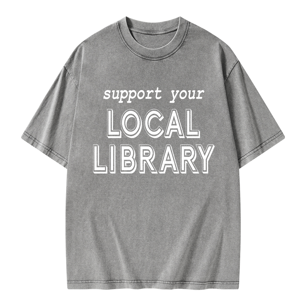 Pagewings Support Your Local Library Unisex Washed T-shirt