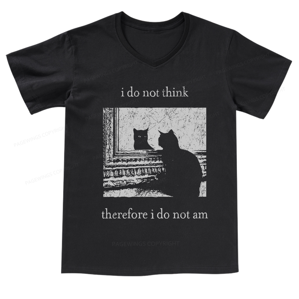 Pagewings I Do Not Think Therefore I Do Not Am V-neck T-shirt