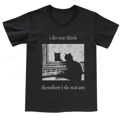 Pagewings I Do Not Think Therefore I Do Not Am V-neck T-shirt