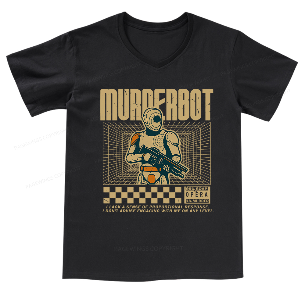 Pagewings Sci-Fiction Robot Hobby V-neck T-shirt