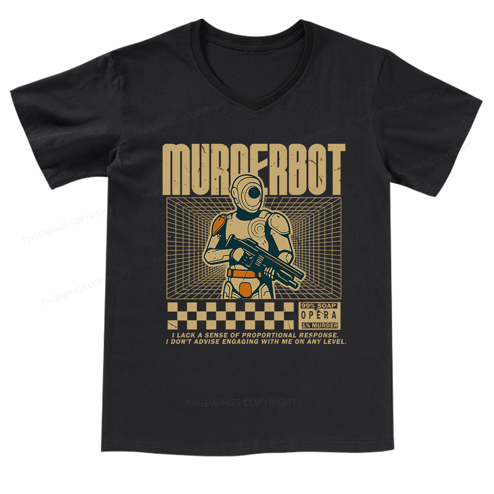 Pagewings Sci-Fiction Robot Hobby V-neck T-shirt
