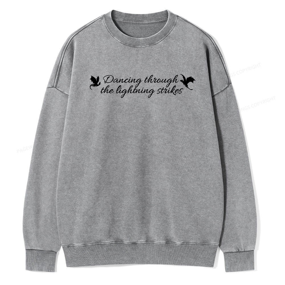 Pagewings Dancing Through Lightning Strikes Washed Sweatshirt