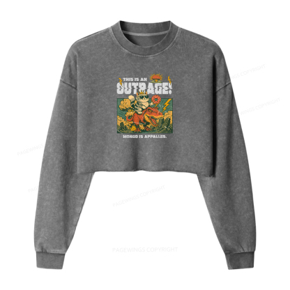 Pagewings This Is An Outrage Princess Donut Washed Crop Sweatshirt