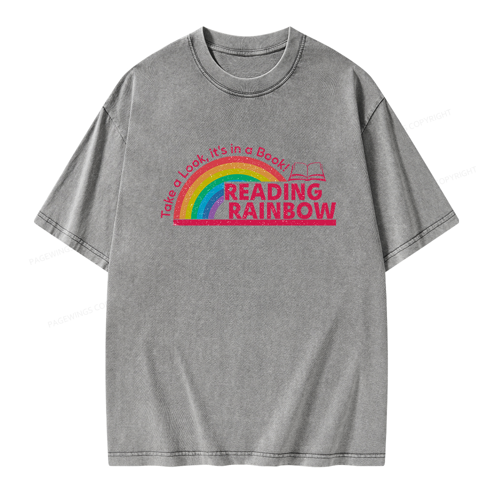 Pagewings Reading Rainbow Unisex Washed T-shirt