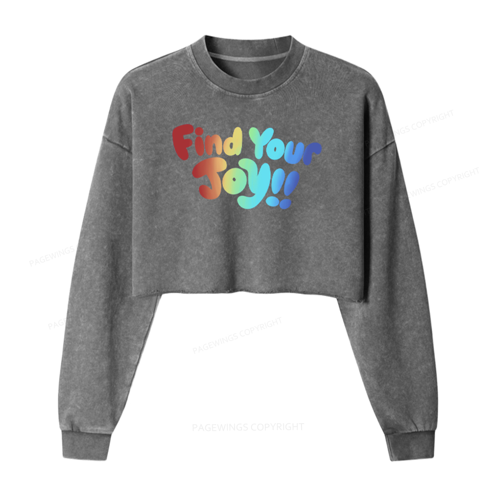 Pagewings Find Your Joy Washed Crop Sweatshirt