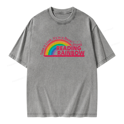 Pagewings Reading Rainbow Unisex Washed T-shirt