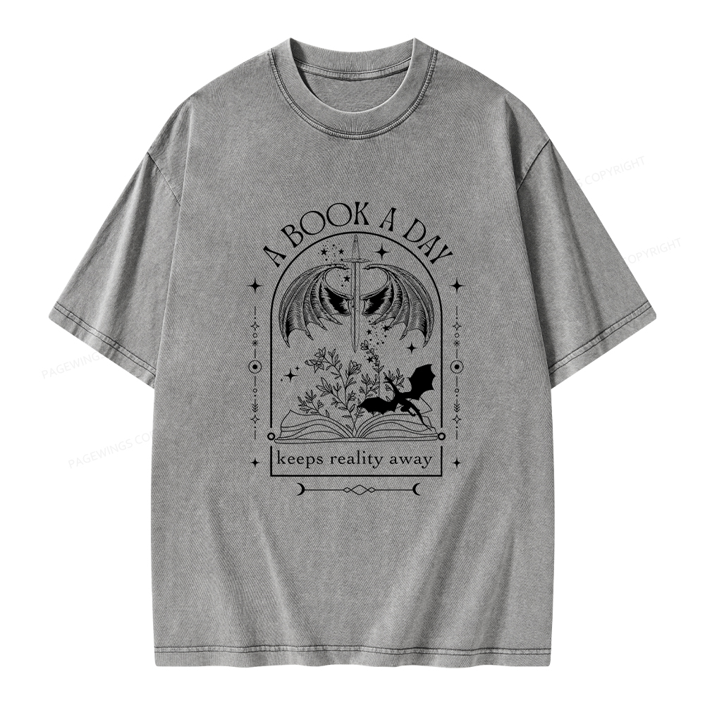Pagewings A Book a Day Dragon Unisex Washed T-shirt