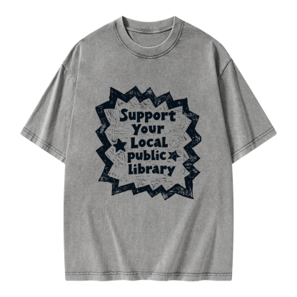Pagewings Support Your Local public library Unisex Washed T-shirt