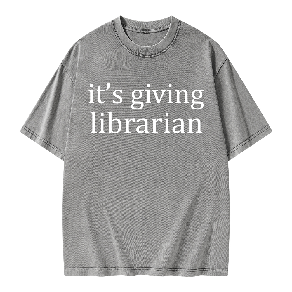 Pagewings It's Giving Librarian Unisex Washed T-shirt