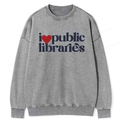 Pagewings I Love Public Libraries Washed Sweatshirt