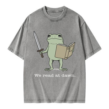 Pagewings We Read At Dawn Funny Frog Unisex Washed T-shirt