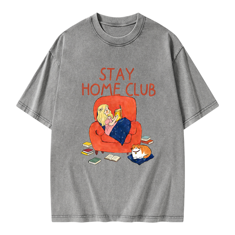 Pagewings Stay Home Club Unisex Washed T-shirt