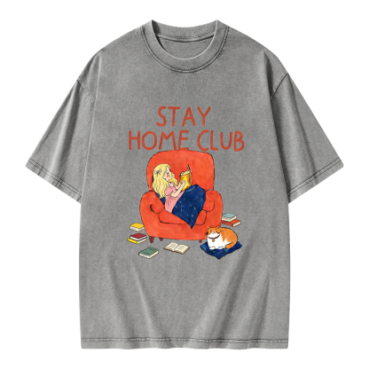 Pagewings Stay Home Club Unisex Washed T-shirt