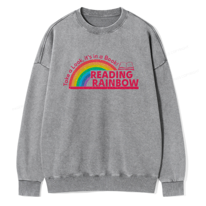 Pagewings Reading Rainbow Unisex Washed Sweatshirt