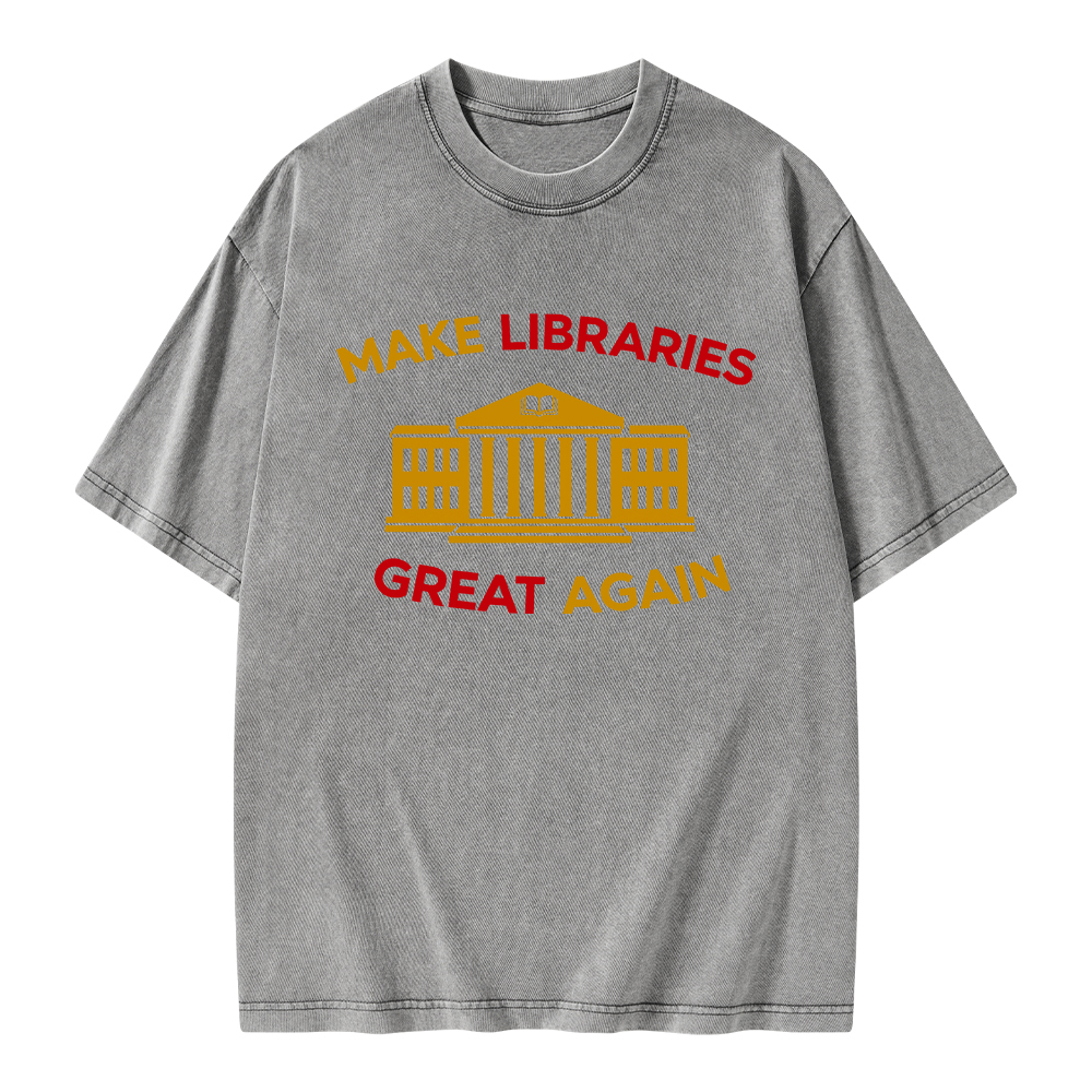 Pagewings Make Libraries Great Again Unisex Washed T-shirt