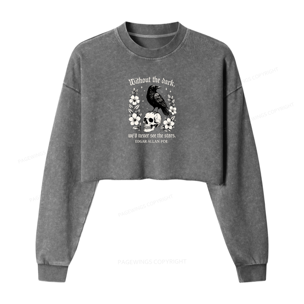 Pagewings Without The Dark Washed Crop Sweatshirt