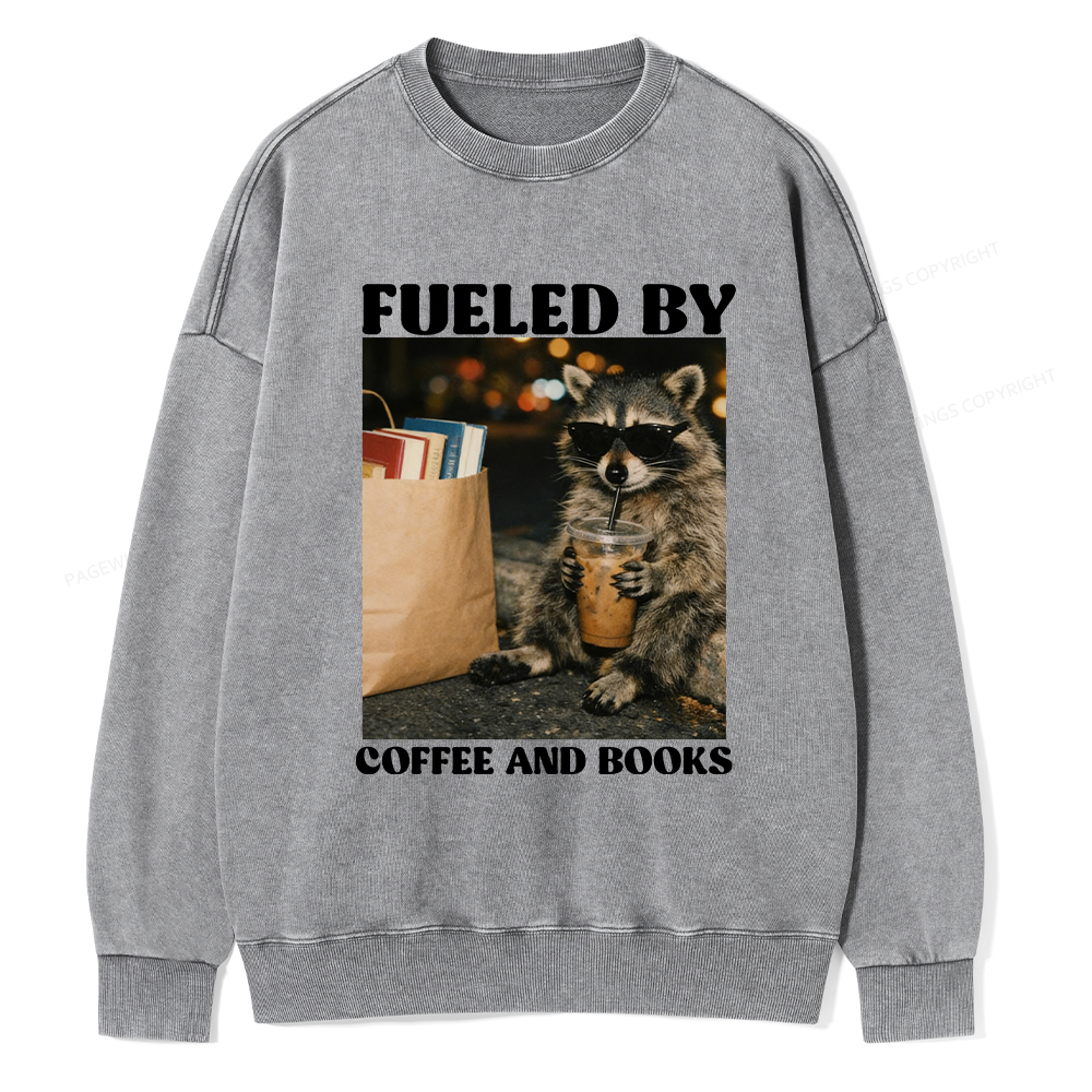 Pagewings Fueled by Coffee And Books Washed Sweatshirt