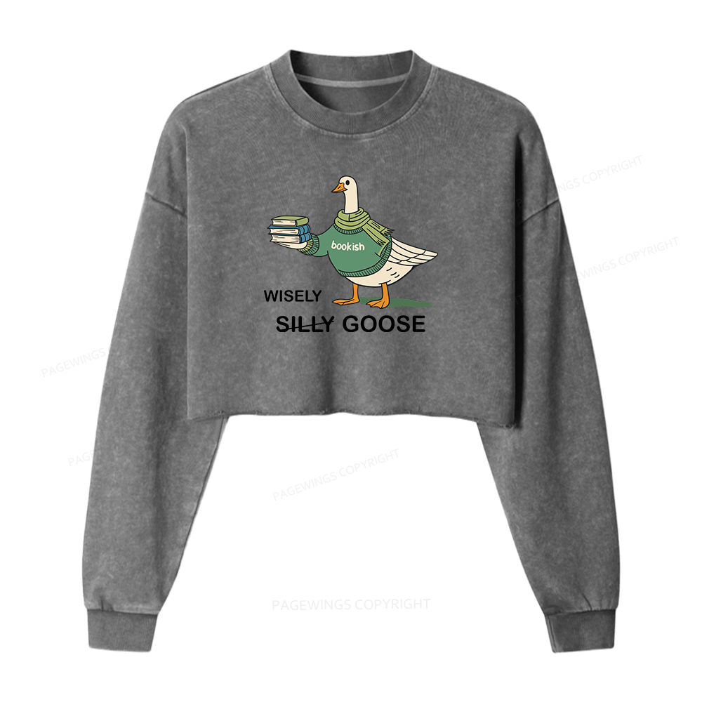 Pagewings Wisely Silly Goose Washed Crop Sweatshirt