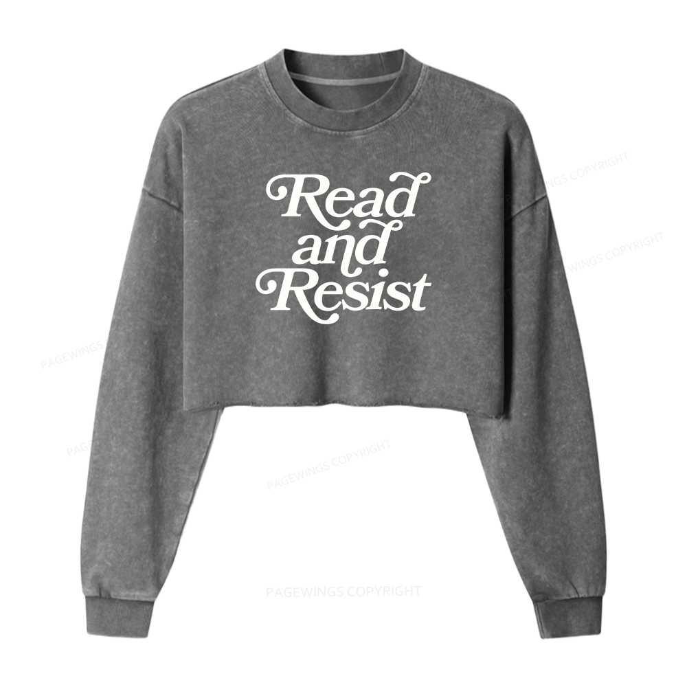 Pagewings Read And Resist Washed Crop Sweatshirt
