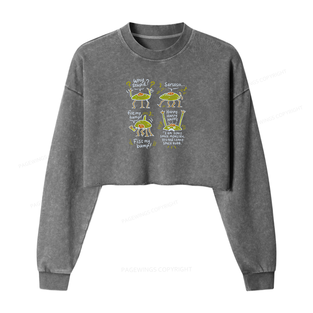 Pagewings Science Fiction Book Lovers Washed Crop Sweatshirt