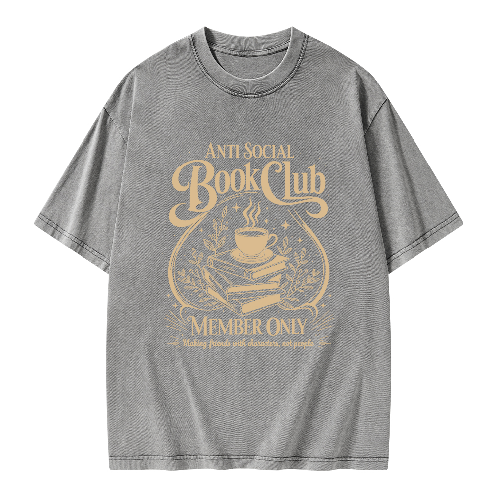 Pagewings Anti Social Book Club Unisex Washed T-shirt