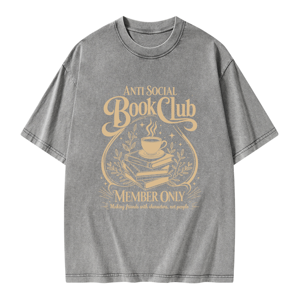 Pagewings Anti Social Book Club Unisex Washed T-shirt