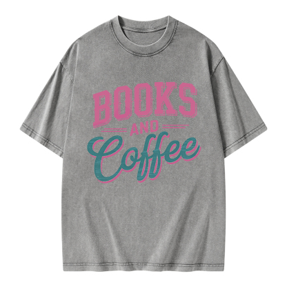 Pagewings Books And Coffee Unisex Washed T-shirt
