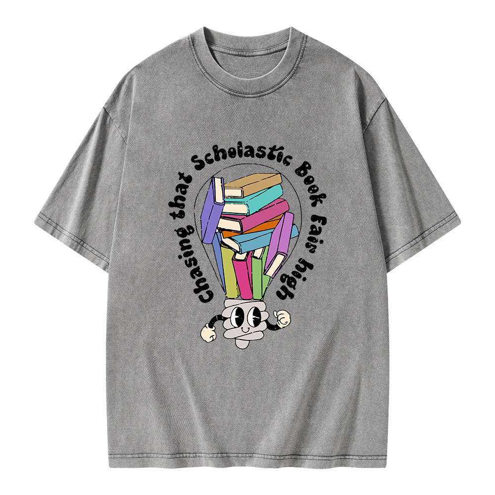 Pagewings Chasing That Scholastic Book Fair High Unisex Washed T-shirt