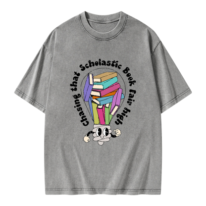 Pagewings Chasing That Scholastic Book Fair High Unisex Washed T-shirt