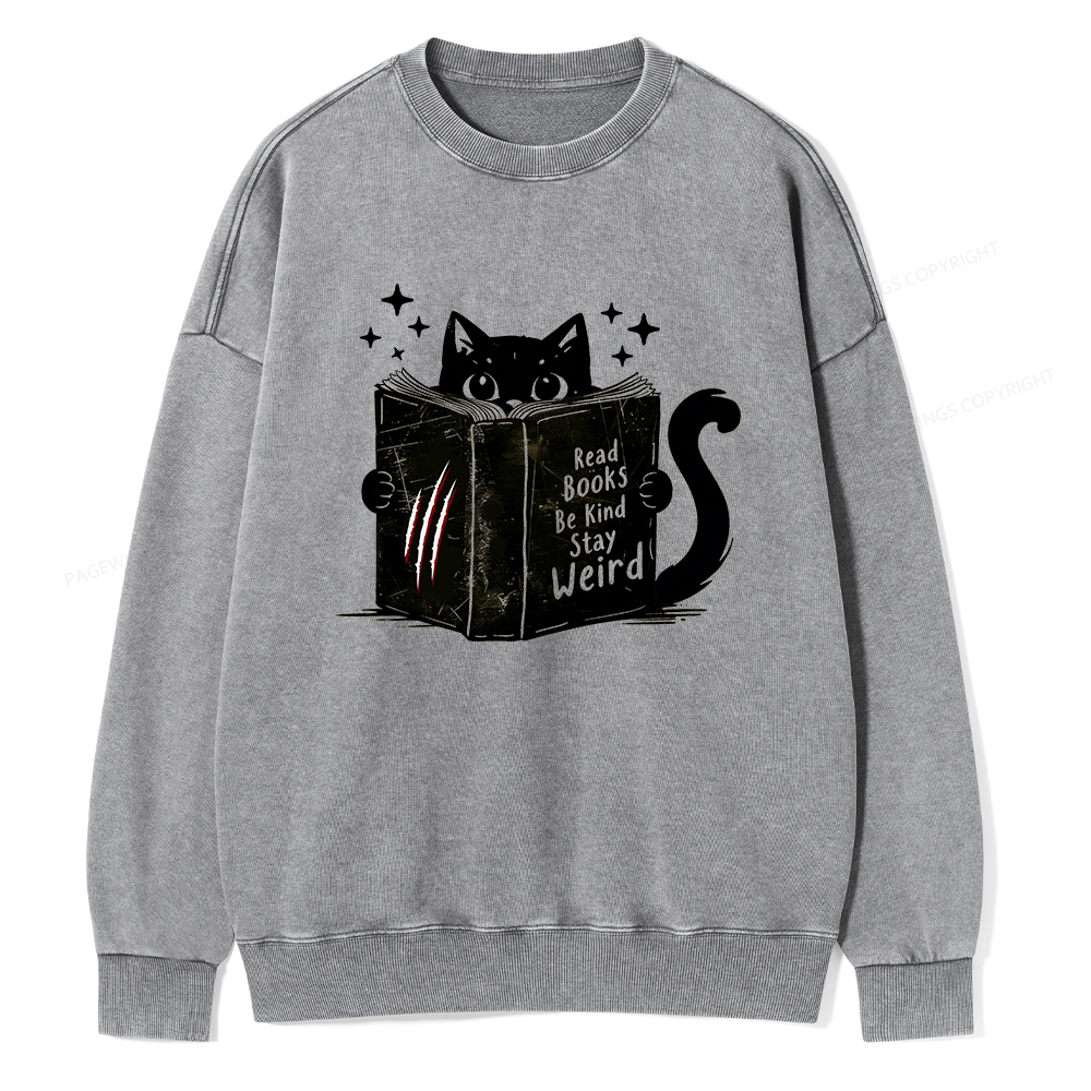 Pagewings Read Books Be Kind Stay Weird Washed Sweatshirt