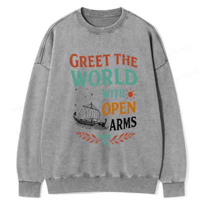Pagewings Greet the World With Open Arms Washed Sweatshirt
