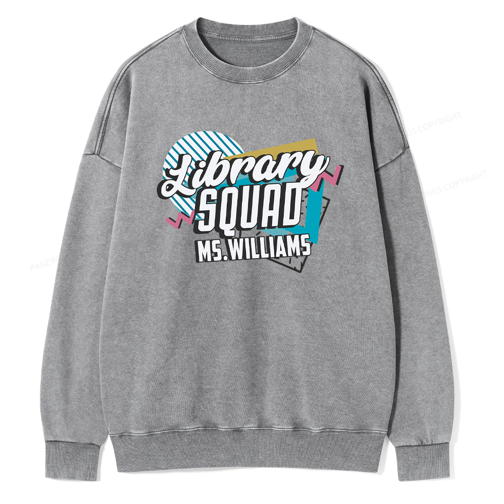 Pagewings Personalized Name Library Squad Washed Sweatshirt