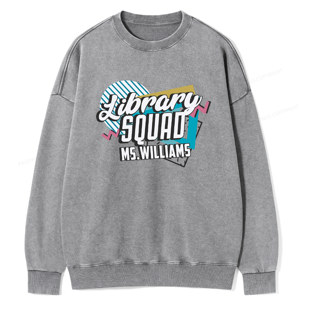 Pagewings Personalized Name Library Squad Washed Sweatshirt