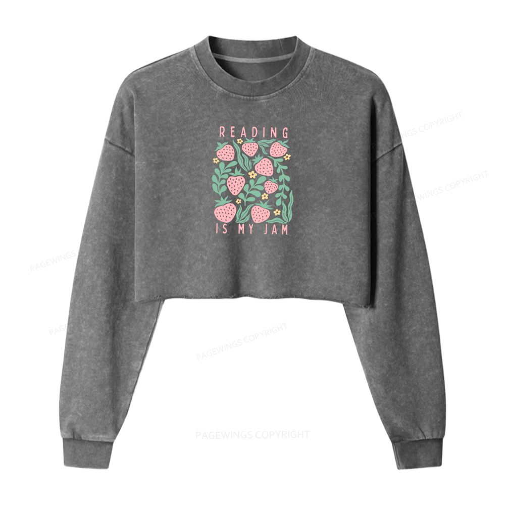 Pagewings Reading Is My Jam Washed Crop Sweatshirt