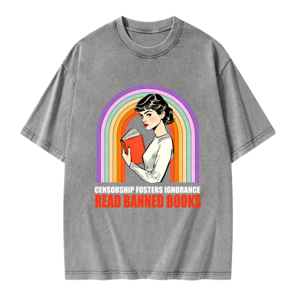 Pagewings Censorship Fosters Ignorance Read Banned Books Unisex Washed T-shirt