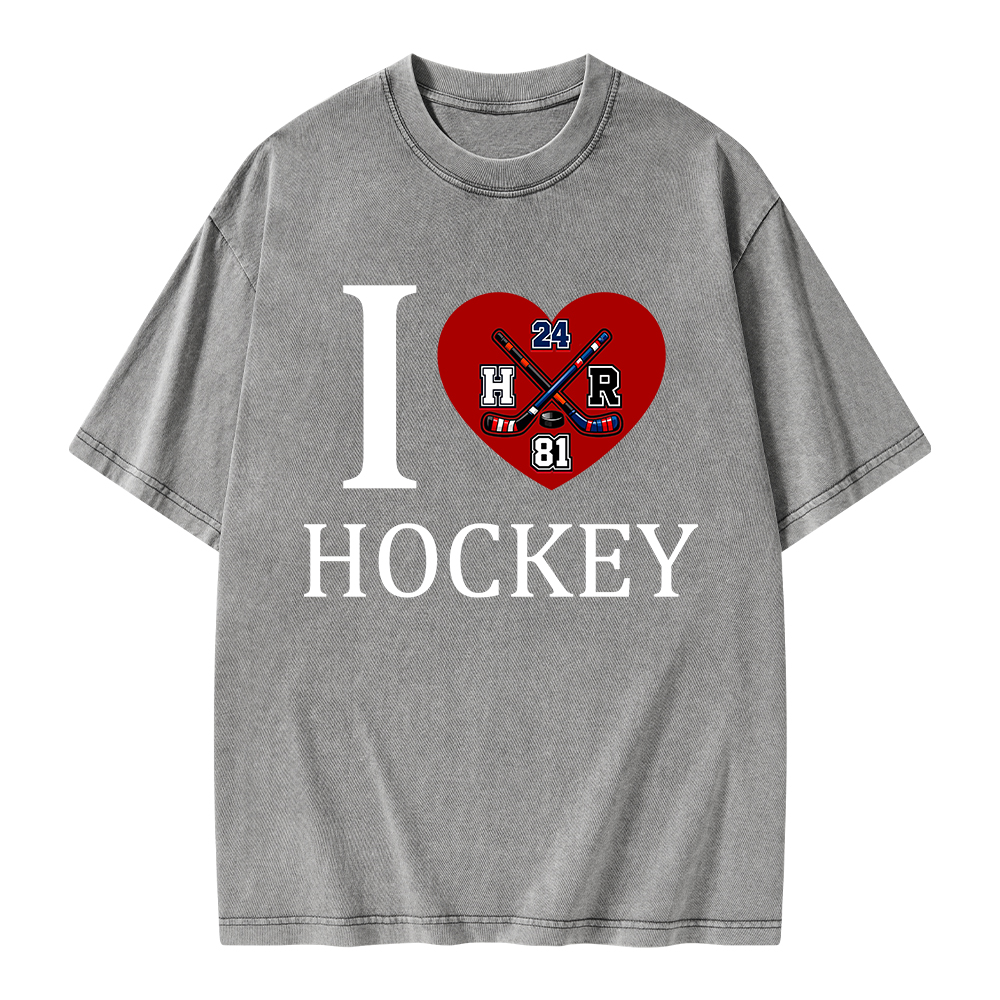 Pagewings I Heart Hockey Unisex Washed T-shirt